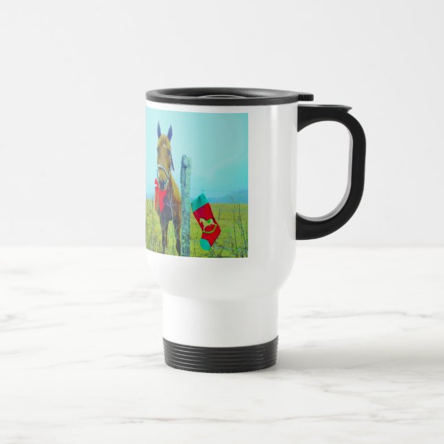 Caneca Térmica Cavalo de Natal Castanho (Direita)