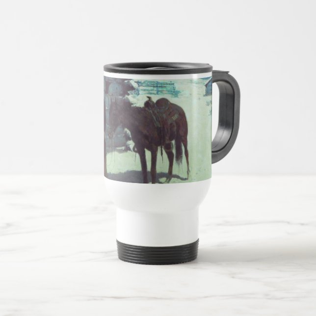 Caneca Térmica Cavalo e vaqueiro de inverno neve (Frente Esquerda)