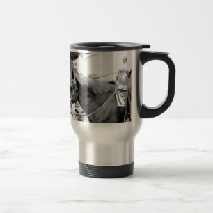 Caneca Térmica Cavalo Ocidental em Preto e Branco
