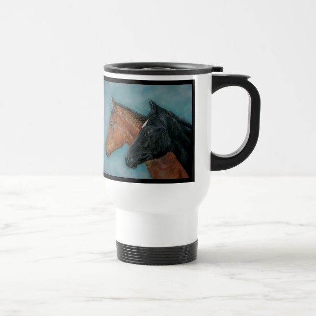 Caneca Térmica cavalo preto de castanha-de-castanha retrato equin (Direita)