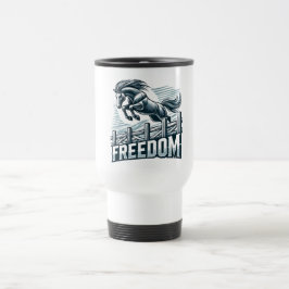 Caneca Térmica Cavalo Saltando sobre a Parede da Liberdade 