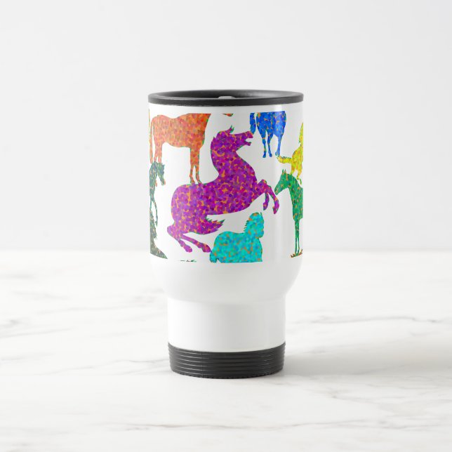 Caneca Térmica Cavalos Arco-Íris - "Dotty sobre Cavalos!" (Centro)