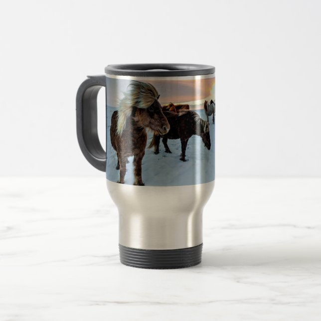 Caneca Térmica Cavalos Islandeses (Frente Esquerda)
