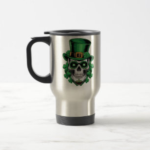 Caneca Térmica Caveira de Açúcar Dia de São Patrício Trevo Sortud