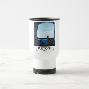 Caneca Térmica Cavernas de Plémont, poster das viagens vintage d