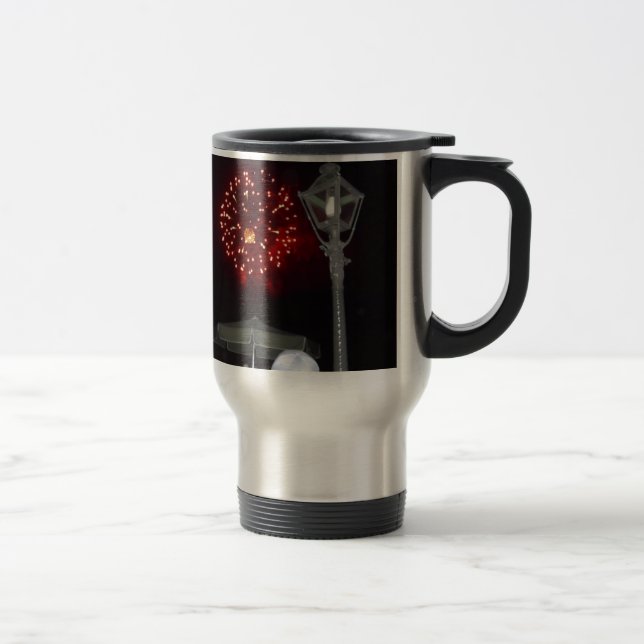 Caneca Térmica Celebração do Red Fireworks com Imagem Lamppost (Direita)