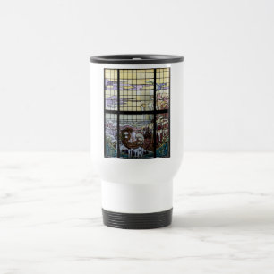 Caneca Térmica Cena do Mar de Nouveau, Arte de Vidro Manchada