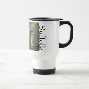 Caneca Térmica Cena pastoral de ovelhas Suffolk à tarde com luz s