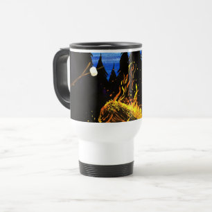 Caneca Térmica Cena Selvagem de Pôr do Sol na Fogueira para o Ext