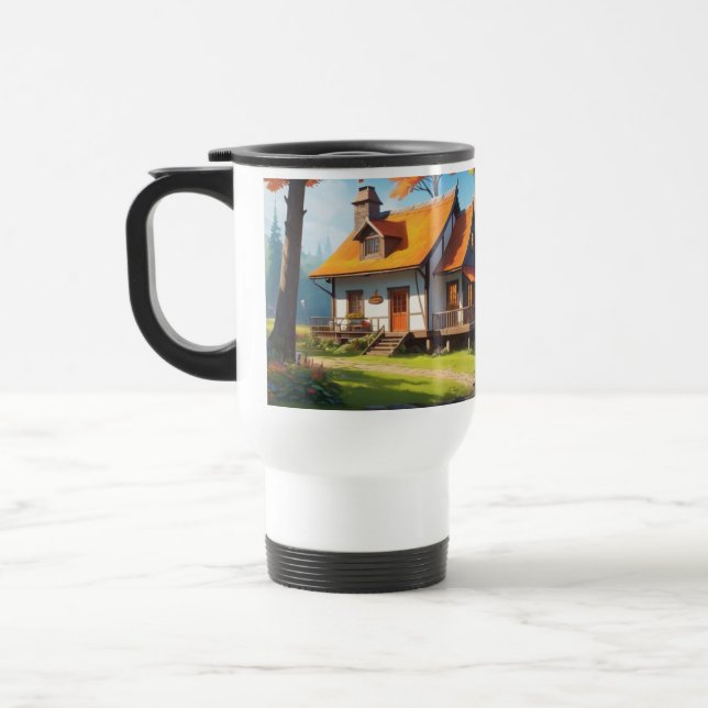 Caneca Térmica Cenário natural com algodão além do lago-5656 (Esquerda)