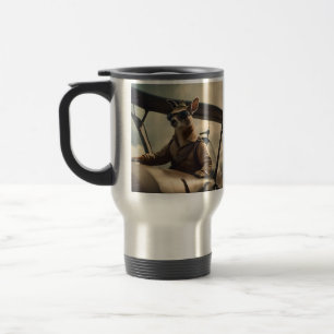 Caneca Térmica "Céus Vintage: O Piloto de Canguru no Avião Velho