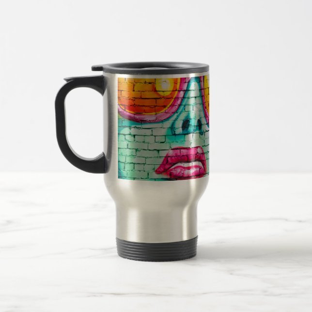 Caneca Térmica cheio com face azul com coração (Esquerda)