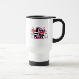 Caneca Térmica Chibi Harley Quinn & Chibi Catman Com Gatos