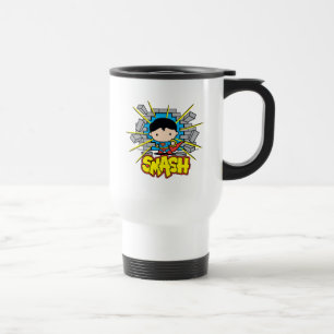 Caneca Térmica Chibi Super-Homem Esmagando Pela Parede De Brick