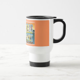 Caneca Térmica Cidade NJ do oceano do cartão do vintage