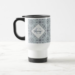 Caneca Térmica Cinza de Harmonia Floral Personalizada Mandala