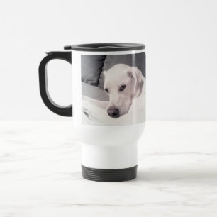 Caneca Térmica Cinza de Viagem de Cachorro Labrador Branco Belo