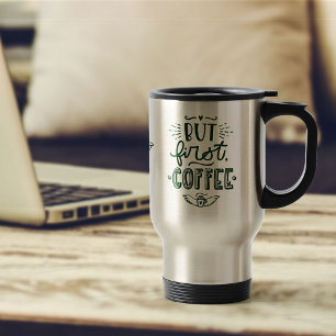 Caneca Térmica Citação de Café Antes de Tudo em Tipografia Decora