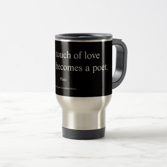 Caneca Térmica Citação de Platão; O Toque do Amor (Frente Esquerda)