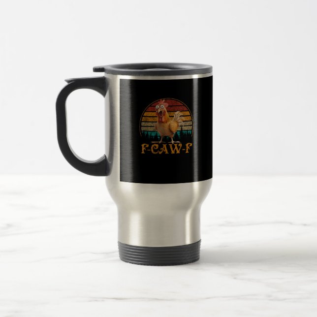 Caneca Térmica Citação engraçada do frango meme F-Caw-F (Esquerda)