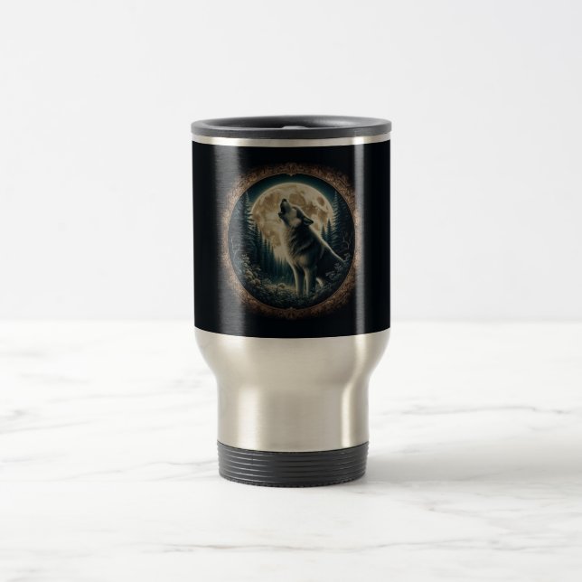 Caneca Térmica Clássico, vintage lobo e lua (Centro)