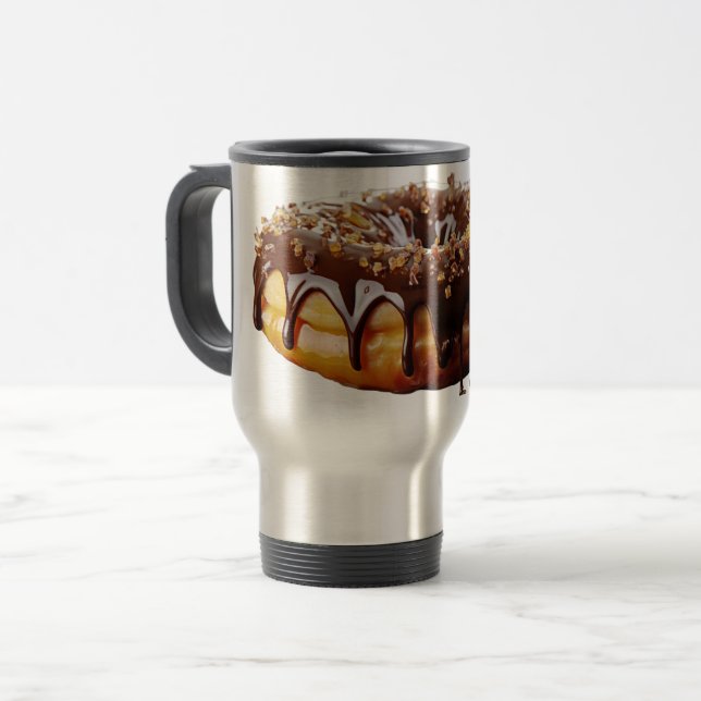 Caneca Térmica Cobertura grossa e brilhante de donut decadente da (Frente Esquerda)