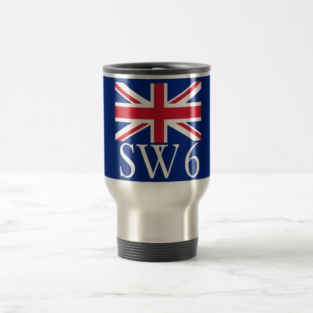 Caneca Térmica Código postal SW6 de Londres com Union Jack (Centro)