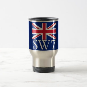 Caneca Térmica Código postal SW7 de Londres com Union Jack