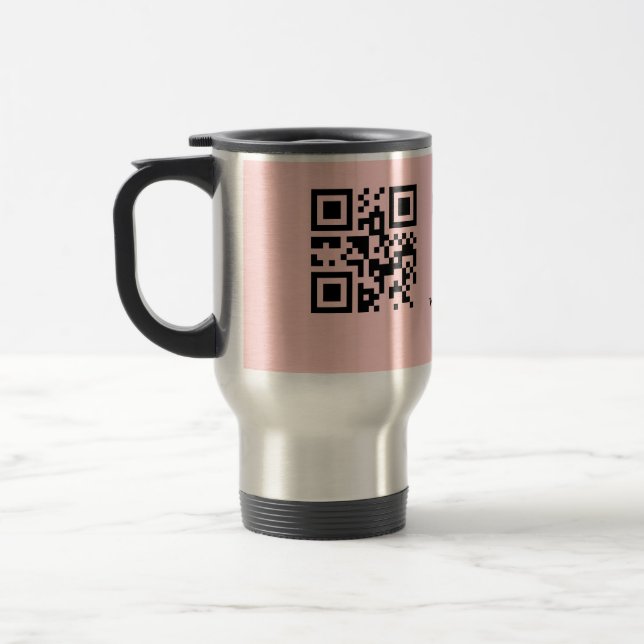 Caneca Térmica Código QR simples para chá de bebê com nome texto  (Esquerda)