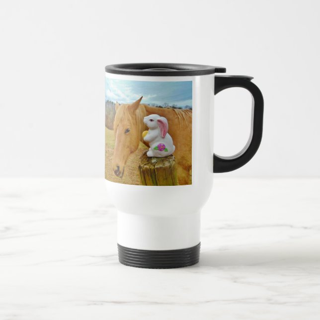 Caneca Térmica Coelho branco e cavalo amarelo loiro (Direita)