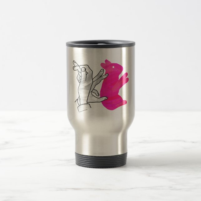 Caneca Térmica Coelho Silhout Mão Rosa (Centro)