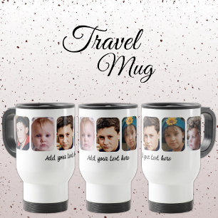 Caneca Térmica colagem de 5 fotos adicionar texto branco