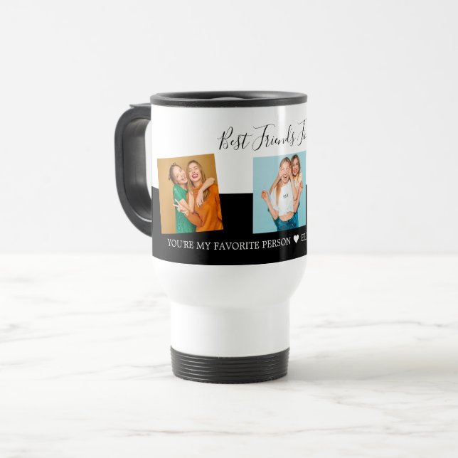 Caneca Térmica Colagem de Fotografias BFF - Melhor Escrita de Ami (Frente Esquerda)