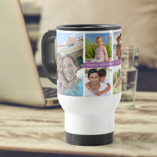 Caneca Térmica Colagem de Fotografias do dia de as mães 6 Fotogr