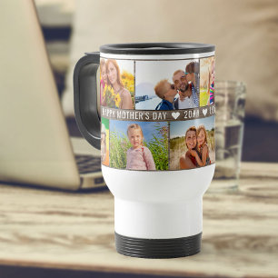 Caneca Térmica Colagem de Fotografias do dia de as mães 9 Fotogra