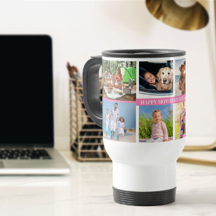 Caneca Térmica  Colagem de Fotografias do dia de as mães com 8 F