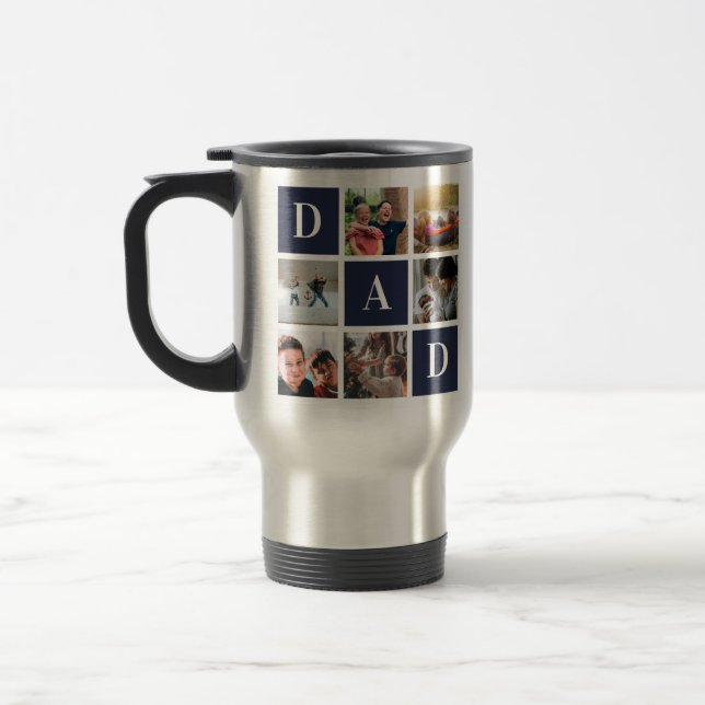 Caneca Térmica Colagem de Fotografias do Pai Azul Seis Personaliz (Esquerda)