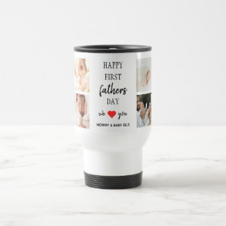 Caneca Térmica Colagem de Fotografias do Primeiro Dia de os pais 