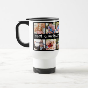 Caneca Térmica Colagem de Fotografias Melhor Avô Nunca em Preto 