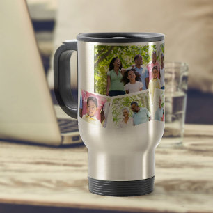 Caneca Térmica Colagem de Fotos da Família Adicione suas Próprias