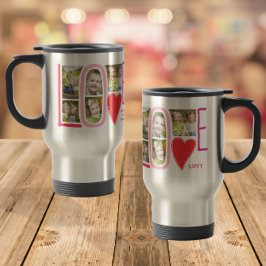 Caneca Térmica Colagem de Fotos de AMOR Fofo Dia dos Namorados
