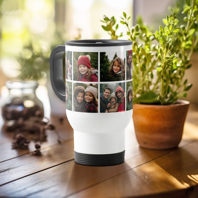 Caneca Térmica Colagem de Fotos Personalizada com Fotos Quadradas (Personalized travel mug)