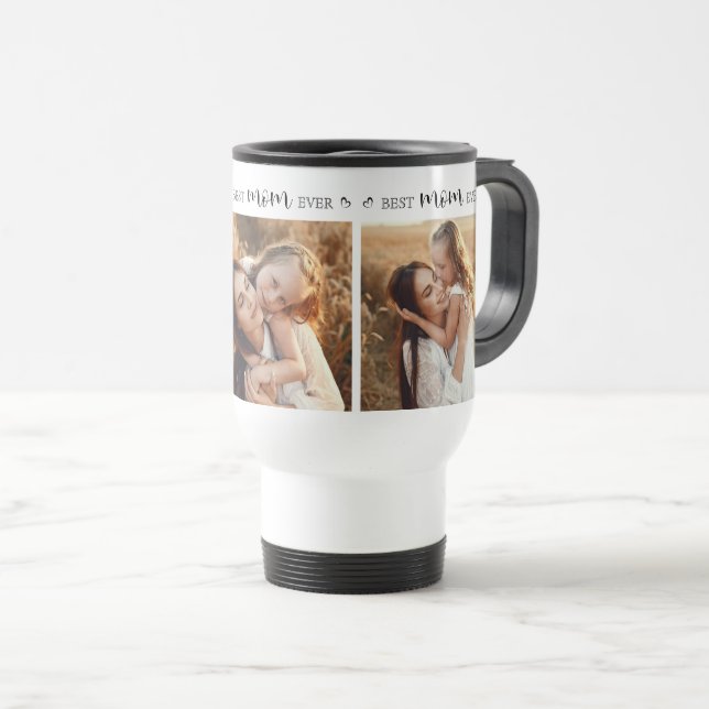 Caneca Térmica Colagem de Fotos Personalizada da Família Elegante (Frente Esquerda)