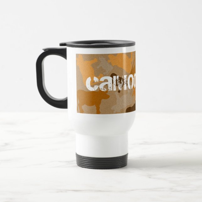 Caneca Térmica Colagem de Vaca CaMOOflage em Laranja (Esquerda)