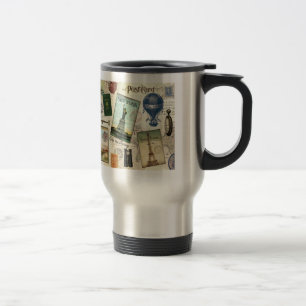 Caneca Térmica colagem de viagens vintage moderna