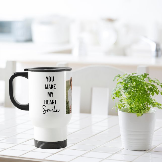 Caneca Térmica Collage Casal Foto e citação romântica (Criador carregado)