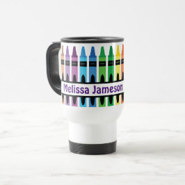 Caneca Térmica Colorir de volta ao nome da escola Monograma Crayo