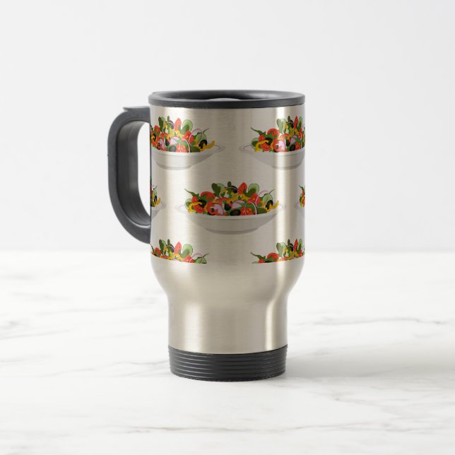 Caneca Térmica Coma mais plantas com cartazes de motivação de sal (Frente Esquerda)
