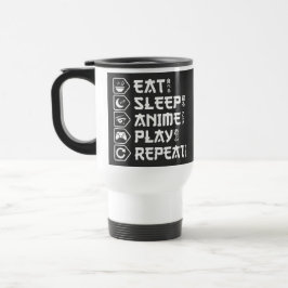 Caneca Térmica Comer Dormir Anime Jogar Repetir Estilo de Vida Ot