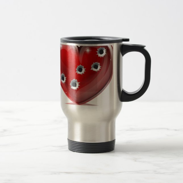 Caneca Térmica Conceito do coração do buraco de bala (Direita)